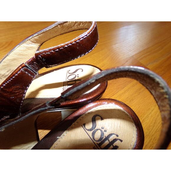 Gorgeous pair‎ of Sofft brown patent leather slingback pumps 8 M Perfect - Picture 4 of 4